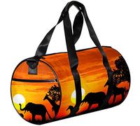 Borsone sportivo piccolo, borsa tote per yoga, tramonto, zebra, giraffa, elefante, borsa da fitness all'aperto, borsa da viaggio