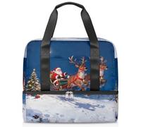 Borsone sportivo retrò con renna di Babbo Natale, borsa da palestra per donne e uomini, borsone da viaggio con scomparto per scarpe, grande capacità, borsa per allenamento durante la notte, per