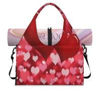Borsone sportivo rosso con cuore per San Valentino con scomparto per scarpe, week-end, per la notte, borsa tote da cabina per palestra, yoga, viaggio, Colore, L, Borsone da viaggio