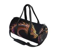 Borsone sportivo rotondo leggero con tasca interna borsa da palestra per uomo donna borsone da viaggio sport drago Dessin Coloré opere d'arte animali Fantasy Dragon