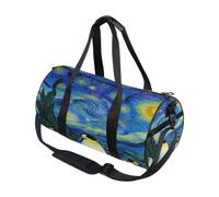 Borsone sportivo rotondo leggero con tasca interna borsa da palestra per uomo donna borsone da viaggio sport notte stellata famoso pinguini stile dipinto