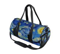 Borsone sportivo rotondo leggero con tasca interna borsa da palestra per uomo donna borsone da viaggio sport gatto notte stellata gatto