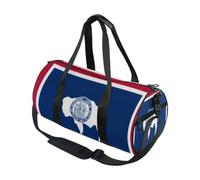 Borsone sportivo rotondo leggero con tasca interna borsa da palestra per uomo donna borsone per viaggi sport bandiera del Wyoming