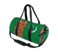 Borsone sportivo rotondo leggero con tasca interna borsa da palestra per uomo donna borsone per viaggi sport bandiera nazionale del Turkmenistan