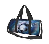 Borsone sportivo stampato con pallone da calcio, borsa da palestra, borsa da viaggio per weekender, borsa da palestra per allenamento durante la notte, bagaglio da viaggio per donne e uomini, nero,
