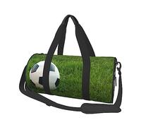 Borsone sportivo stampato con pallone da calcio su erba borsa da palestra borsa da viaggio borsa da viaggio per allenamento durante la notte bagagli da viaggio donne uomini, nero, taglia unica, Nero ,