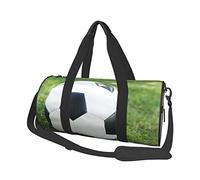 Borsone sportivo stampato con pallone da calcio su erba borsa da palestra borsa da viaggio borsa da viaggio per allenamento durante la notte bagagli da viaggio donne uomini, nero, taglia unica, Nero ,