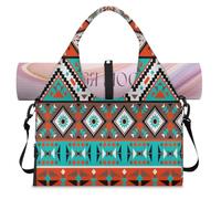 Borsone sportivo tribale geometrico per donne e uomini azteco tribale borsa per il fine settimana borsa da notte con scomparto per scarpe borsa a tracolla tote per yoga palestra viaggi, Colore, L,