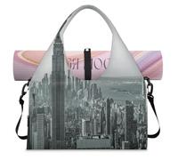 Borsone sportivo USA Manhattan Sunrise per donne e uomini USA Weekend Borsa da notte con scomparto per scarpe Borsa a tracolla Tote Bagagli per Yoga Palestra Viaggi, Colore, L, Organizer per borse