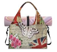 Borsone sportivo vintage con bandiera del Regno Unito, a tema Londra, per donne e uomini, per il fine settimana, con scomparto per scarpe, borsa a tracolla per yoga, palestra, viaggi, Colore, L,