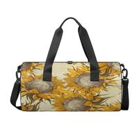 Borsone sportivo vintage con girasoli, borsa da palestra leggera da allenamento, borsa da viaggio per uomini e donne (fiori floreali), girasoli vintage, 45 x 22 x 22 cm, Girasoli Vintage, 17.6(L) x