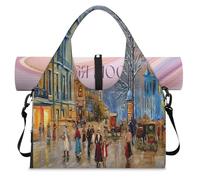 Borsone sportivo vintage con paesaggio stradale per donne e uomini borsa da notte con scomparto per scarpe borsa a tracolla tote per yoga palestra viaggi, Colore, L, Organizer per borse