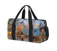 Borsone sportivo vintage con pittura di paesaggio stradale borsa da viaggio borsa da viaggio casual borsone da palestra per bambini ragazze ragazzi donne uomini