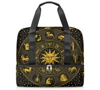 Borsone sportivo vintage con ruota zodiacale oroscopo per donne uomini ragazzi Kirls Wheel Weekend Borse notturne Seperated Bagnato 21 L Tote Bag per Viaggi Palestra Yoga, Colore, 21L, Organizer per