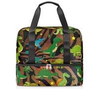 Borsone sportivo vintage con tigre e dinosauro, per donne, uomini, ragazzi, design Kirls Tiger, per il fine settimana, per la notte, separato, da 21 l, per viaggi, palestra, yoga, Colore, 21L,