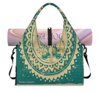 Borsone sportivo vintage indiano mandala elefante per donne e uomini borsa da viaggio per il fine settimana con scomparto per scarpe borsa a tracolla tote per yoga palestra viaggi, Colore, L,