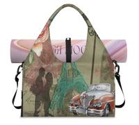 Borsone sportivo vintage romantico Parigi Torre Eiffel con scomparto per scarpe Weekend Pernottamento Borse Tote Cabin Bagaglio per Palestra Yoga Viaggi, Colore, L, Borsone da viaggio