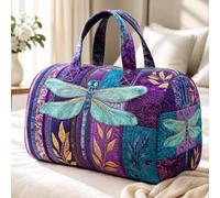 Borsone trapuntato da donna, borsa da fine settimana floreale | Borsone da viaggio a botte per viaggi nel fine settimana, motivo botanico Cottagecore, regalo per le vacanze per le donne