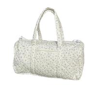 Borsone trapuntato in cotone Borsa da viaggio con stampa floreale Borsa da palestra per lavoro da donna (Bianco)