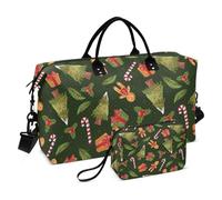 Borsone verde con scritta Merry Christmas Party Travel Travel Weekender Bags Travel Tote Gym Bag con tracolla regolabile per trekking multifunzionale, Festa di Natale verde, 1 size