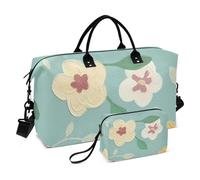 Borsone verde fresco carino piccolo fiore borsone weekender viaggio pernottamento borsa grande borsa da palestra con borsa da toilette per viaggio pieghevole, Piccolo fiore verde fresco carino, 1 size