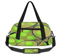 Borsone verde per bambini con racchetta da tennis per bambini e ragazze, per sport da tennis, sport, palestra, borsa da viaggio, borsa da ballo, Racchetta da Tennis Verde, 18.5L x 7.8W x 9.4H