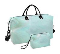 Borsone verde sfumato con increspature d'acqua da portare con sé durante la notte borsa da allenamento sportiva con cinghia regolabile per sport impermeabile, verde sfumato acqua ondulazione, 1