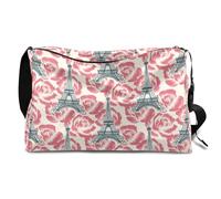 Borsone vintage in pelle con Torre Eiffel per uomo, donna, ragazzi e ragazze, borsa da viaggio con torre della Francia, borsa da viaggio per sport, palestra, borsa a tracolla singola, Colore, 18.5L,