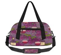 Borsone vintage per bambini con bottiglie di vino e uva, per ragazze e ragazzi, borsa sportiva leggera viola da palestra per bambini, piccola borsa da viaggio da portare con sé durante la notte,