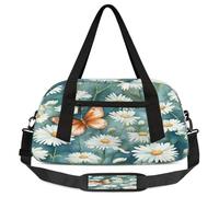 Borsone vintage per bambini con margherite, per ragazze e ragazzi, con farfalla ad acquerello, leggero, borsa da palestra per bambini, piccola borsa da viaggio per la notte, Margherita Vintage, 18.5L