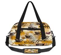 Borsone vintage per bambini con tazze da caffè per ragazze e ragazzi, borsa leggera a tema caffè, borsa sportiva da palestra per bambini, piccola borsa da viaggio da portare con sé durante la notte,