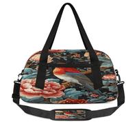 Borsone vintage per bambini con uccelli e fiori, per ragazze e ragazzi, borsa sportiva leggera per bambini, piccola borsa da viaggio per danza, Fiori Uccello Vintage, 18.5L x 7.8W x 9.4H