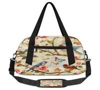 Borsone vintage per bambini con uccelli, per ragazze e ragazzi, con farfalle e rose, leggero, borsa sportiva da palestra per bambini, piccola borsa da viaggio per la notte, Uccelli Vintage, 18.5L x