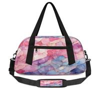 Borsoni da viaggio, borsa da palestra di grande capacità, motivo geometrico in marmo arcobaleno, borsa per la notte, per donne e uomini, elementi essenziali da viaggio, Geometrico Marmo, Misura unica,