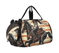 Borsoni da viaggio per bambini Borsoni da viaggio per bambini Borse da viaggio per bambini Borsa sportiva con corna di cervo colorate, Cool Retro Skeleton Rodeo, classico