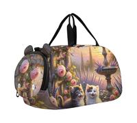 Borsoni da viaggio per bambini Borsoni da viaggio per bambini Borse da viaggio per bambini Borsa sportiva con corna di cervo colorate, Rose Garden - Gatti carini, classico