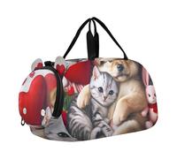 Borsoni da viaggio per bambini, per il fine settimana, con koala che abbracciano il cioccolato, San Valentino, ragazze, borsone da viaggio per bambini, Romantico cucciolo gattino San Valentino 1