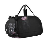Borsoni da viaggio per bambini, per il fine settimana, con koala che abbracciano il cioccolato, San Valentino, ragazze, borsone da viaggio per bambini, Ritratto Bulldog nero felice, classico