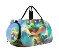 Borsoni da viaggio per bambini, per il fine settimana, con koala che abbracciano il cioccolato, San Valentino, ragazze, borsone da viaggio per bambini, Carino cartone animato coccodrillo surf