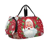 Borsoni da viaggio per bambini, per il fine settimana, per la notte, per viaggi, palestra, bagagli, rosa, bianco, peonie, foglie verdi, Babbo Natale vintage rosso, classico