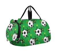 Borsoni da viaggio per bambini, per il fine settimana, per la notte, per viaggi, palestra, bagagli, rosa, bianco, peonie, foglie verdi, Nero Bianco Palloni Da Calcio Verde, classico