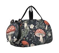 Borsoni da viaggio per ragazze con fiori di ciliegio rosa borsa da viaggio Weekender Pernottamento Palestra Bambini Bagaglio Carry on Duffel Bag Ragazzi, funghi rossi fiori bianchi, classico