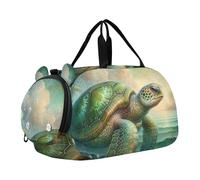 Borsoni da viaggio per ragazzi, borsone per il fine settimana durante la notte con ciambelle colorate e caramelle borsone da viaggio con scomparto per scarpe, Tartaruga marina vintage fantasy