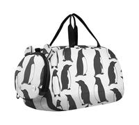 Borsoni da viaggio per ragazzi, borsone per il fine settimana durante la notte con ciambelle colorate e caramelle borsone da viaggio con scomparto per scarpe, Pinguini Neri, classico