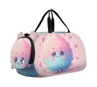 Borsoni da viaggio per ragazzi con grano verde estate cielo pioggia borse da notte per bambini borse da viaggio palestra bagagli per bambini, Carino Cartoon Rosa Blu Mostro, classico