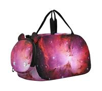 Borsoni da viaggio per ragazzi con grano verde estate cielo pioggia borse da notte per bambini borse da viaggio palestra bagagli per bambini, Nebula Rosso Rosa Colori Spazio, classico