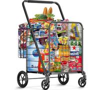 Borstom Carrello per la Spesa, Capienza da 210kg, Carrello Portaspesa Pieghevole per Risparmiare Spazio, Carrello leggero per fare la spesa