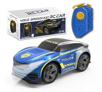 BORSTOYPRO Macchina Polizia Telecomandata per Bambini con Funzioni Vocali Multiple, Auto polizia RC giocattolo per ragazzi con cambio di voce, luci lampeggianti, suoni di sirena regalo per ragazzi rag