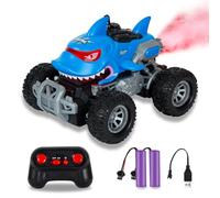 BORSTOYPRO Macchina Telecomandata per Bambino, Telecomandato Macchine Squali Monster Truck per le Ragazzi, RC Monstertruck Auto Car con Spray LED Light per i Ragazze Bambini