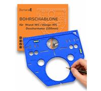 Bortanex Stencil di precisione per WC a parete, foro da 18/23 cm, compatibile con Geberit, TECE, GROHE, VIEGA, con livella a bolla integrata e blocco antiscivolo, per piastrelle e cartongesso (WC blu)